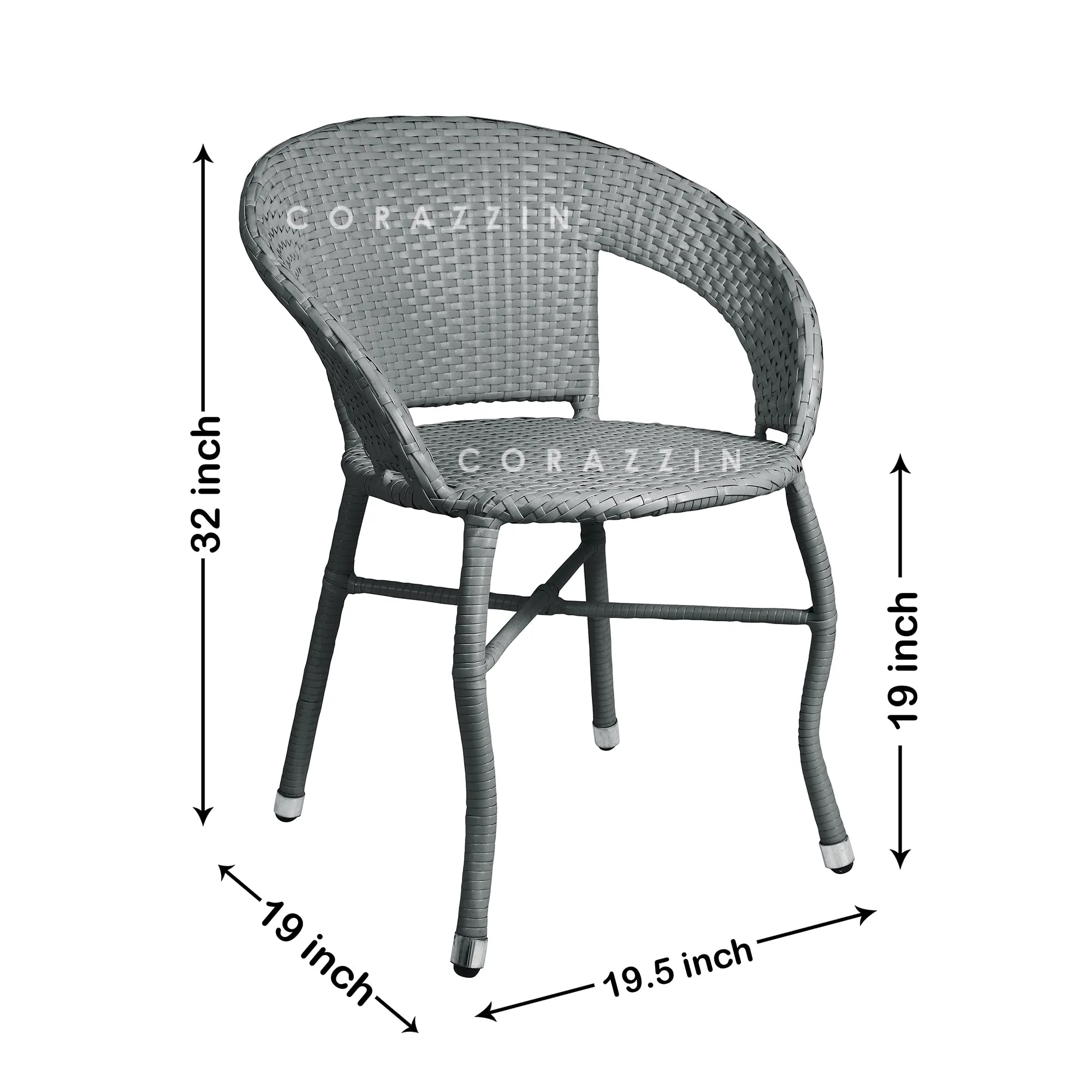 CORAZZIN Garden Patio Seating Chair and Table Set Outdoor Balcony Garden Coffee Table Set Furniture with 1 Square Table and 2 Chairs Set (Grey)