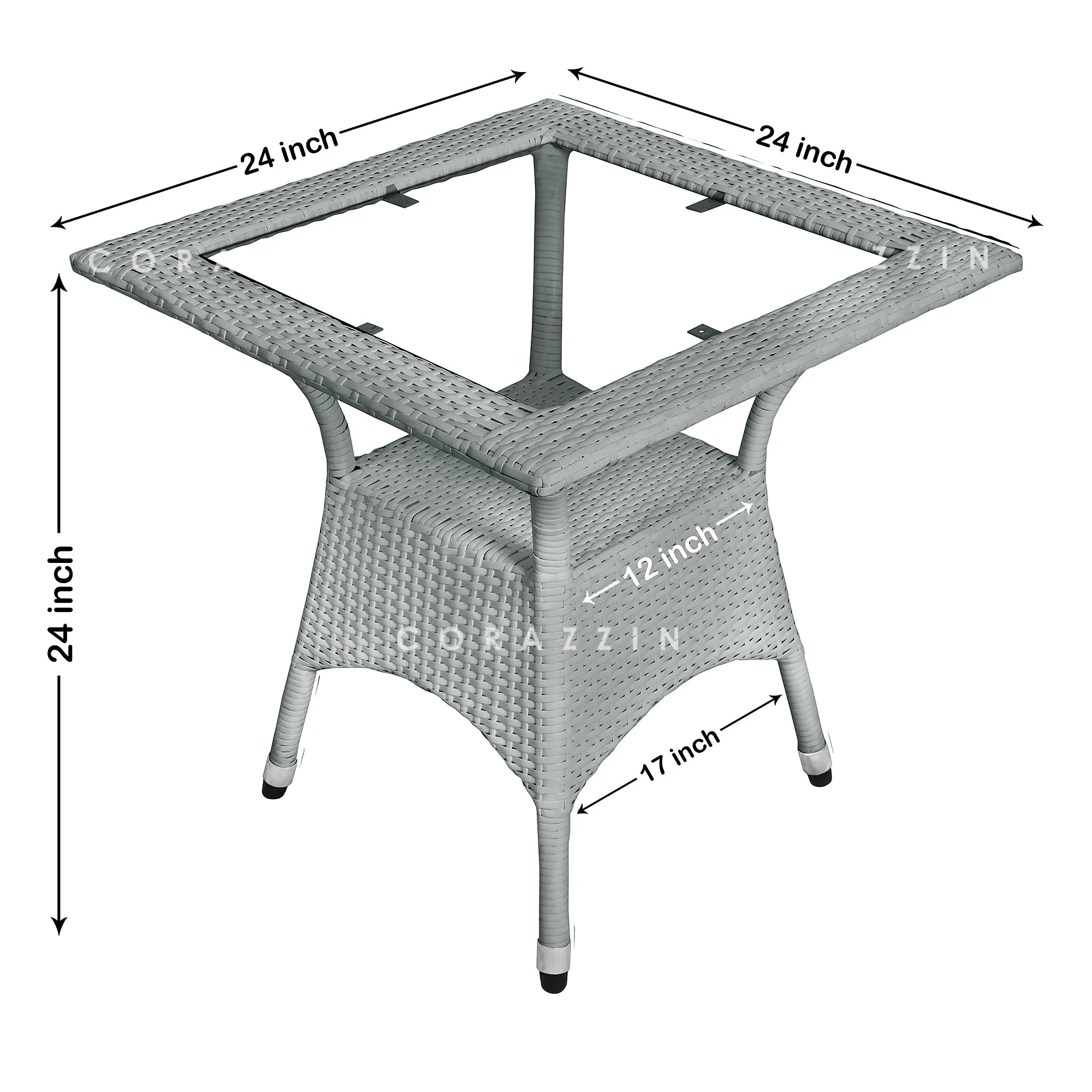 CORAZZIN Garden Patio Seating Chair and Table Set Outdoor Balcony Garden Coffee Table Set Furniture with 1 Square Table and 2 Chairs Set (Grey)