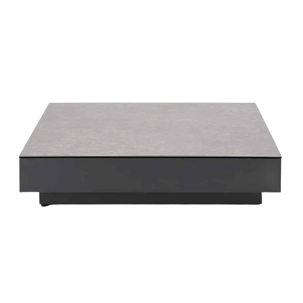 Crete Aluminium Low Outdoor Coffee Table (Charcoal) with Ceramic Top (Concrete Look)