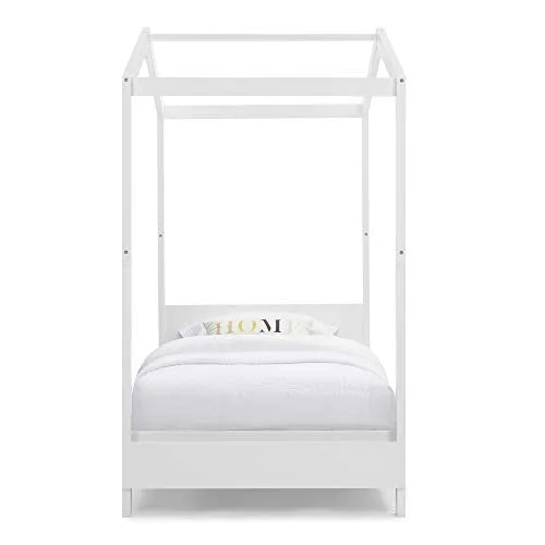 Delta Children Poppy House Wood Twin Bed, Platform Bed - No Box Spring Needed, Bianca White