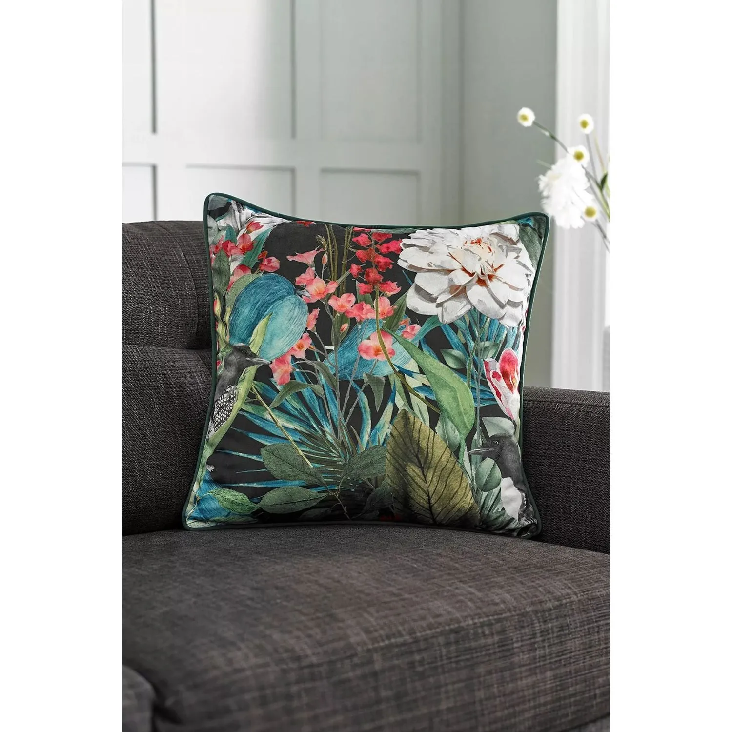 Deyongs 50cm  Fauna Soft Velvet Pipe Trimmed Filled Cushion