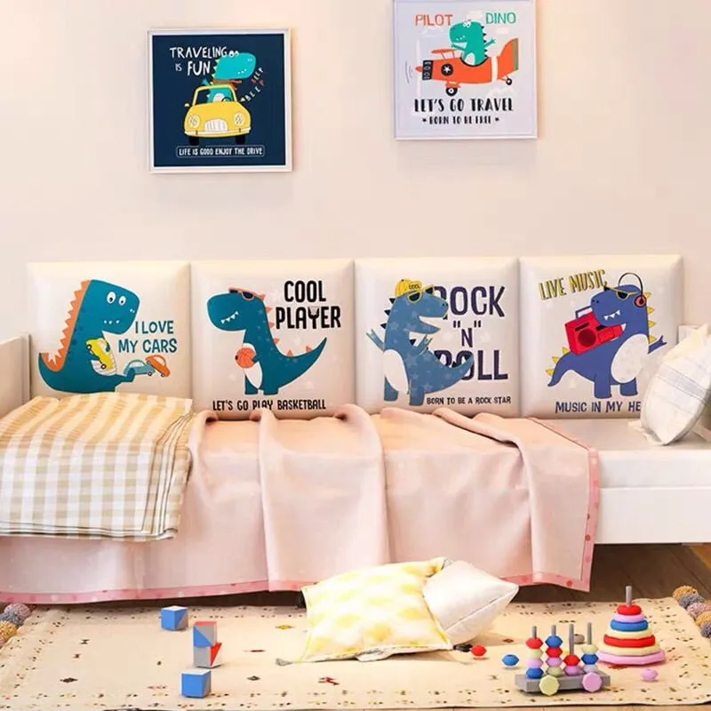 Dinosaur Bed Headboard Wall Sticker for Kids Room