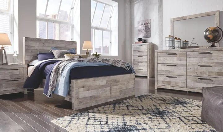 Effie Whitewash King Storage Bed with Dresser and Mirror