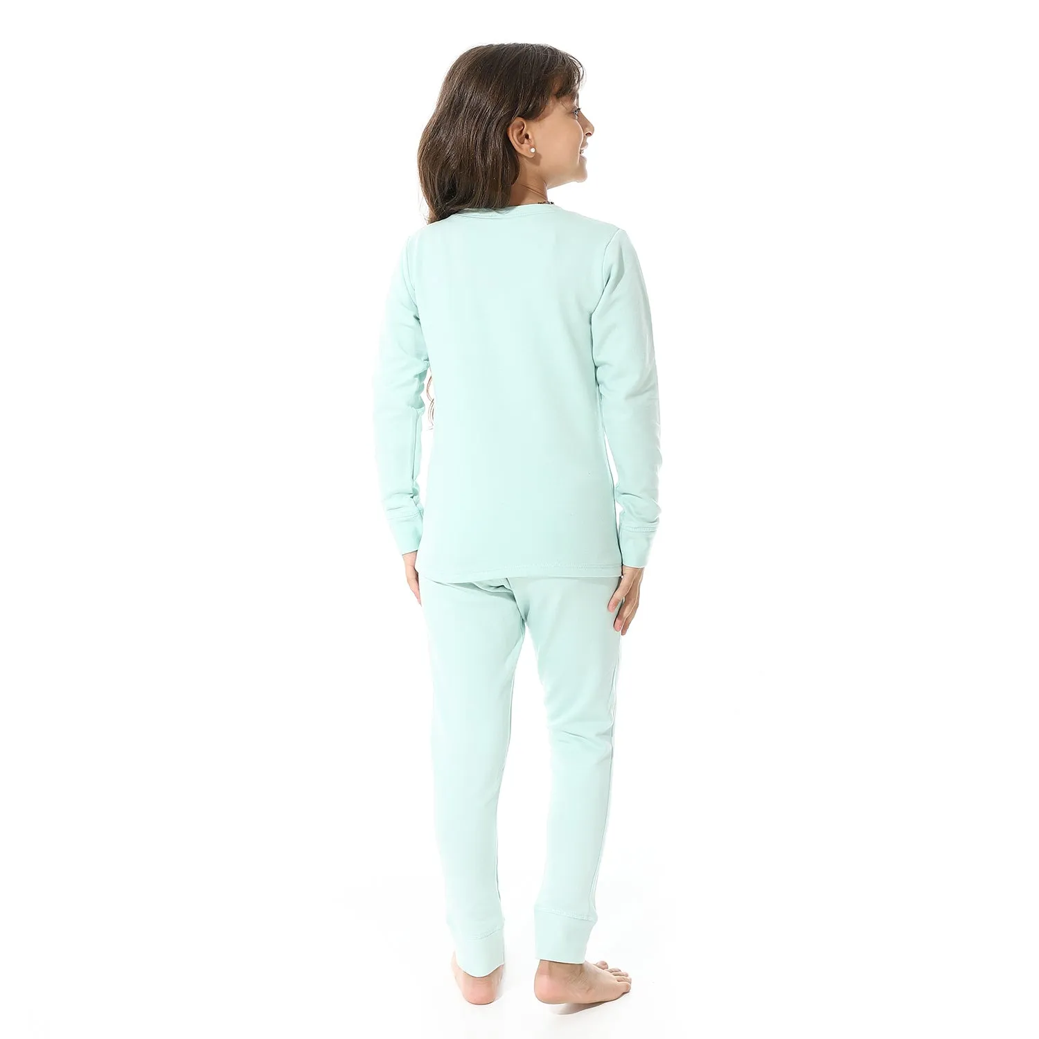 Girls Thermal Set With Printed - Light Green