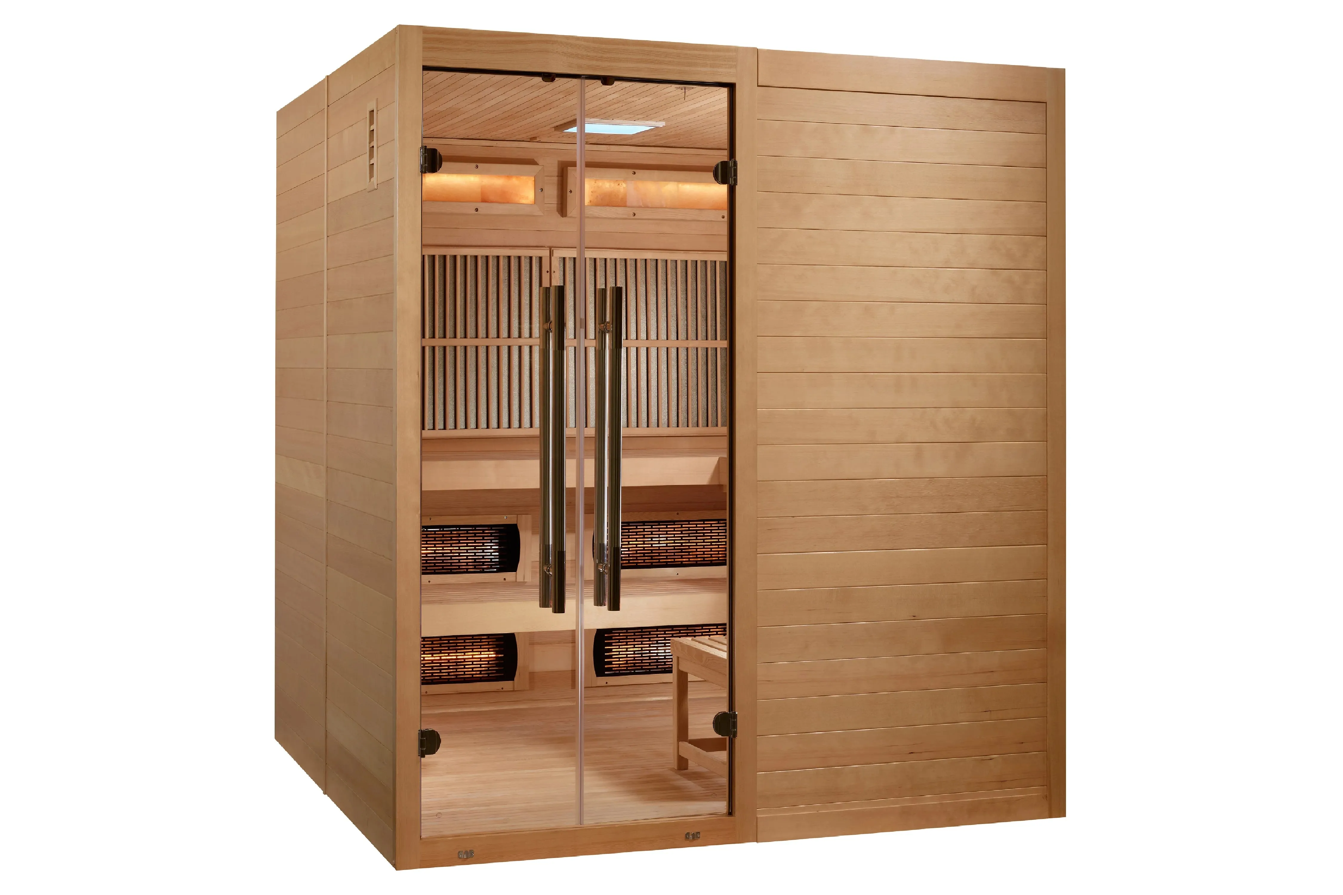 Golden Designs 2025 "Toledo" 6-Person Indoor Hybrid Sauna (Full Spectrum and Harvia Traditional Stove)