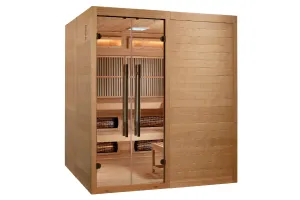 Golden Designs 2025 "Toledo" 6-Person Indoor Hybrid Sauna (Full Spectrum and Harvia Traditional Stove)