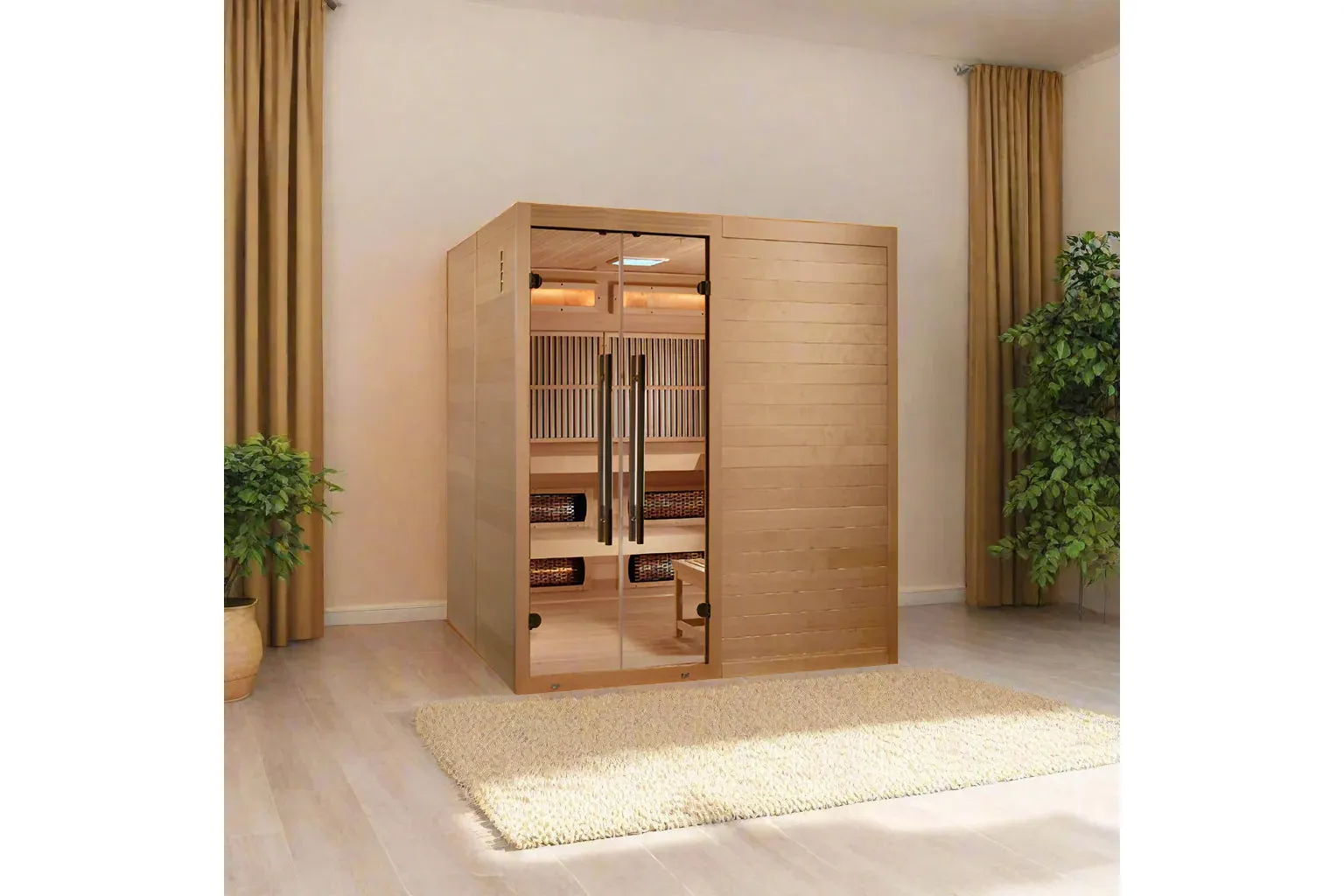 Golden Designs 2025 "Toledo" 6-Person Indoor Hybrid Sauna (Full Spectrum and Harvia Traditional Stove)