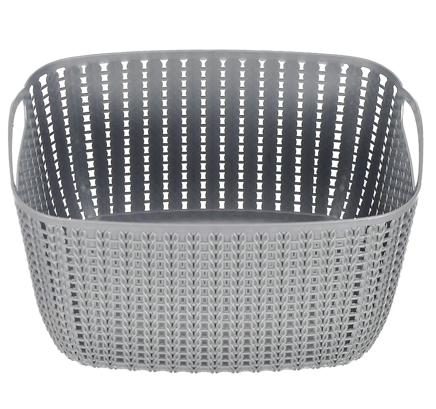 Heart Home Multiuses Small M 25 Plastic Basket/Organizer With Lid- Pack of 4 (Grey) -46HH033