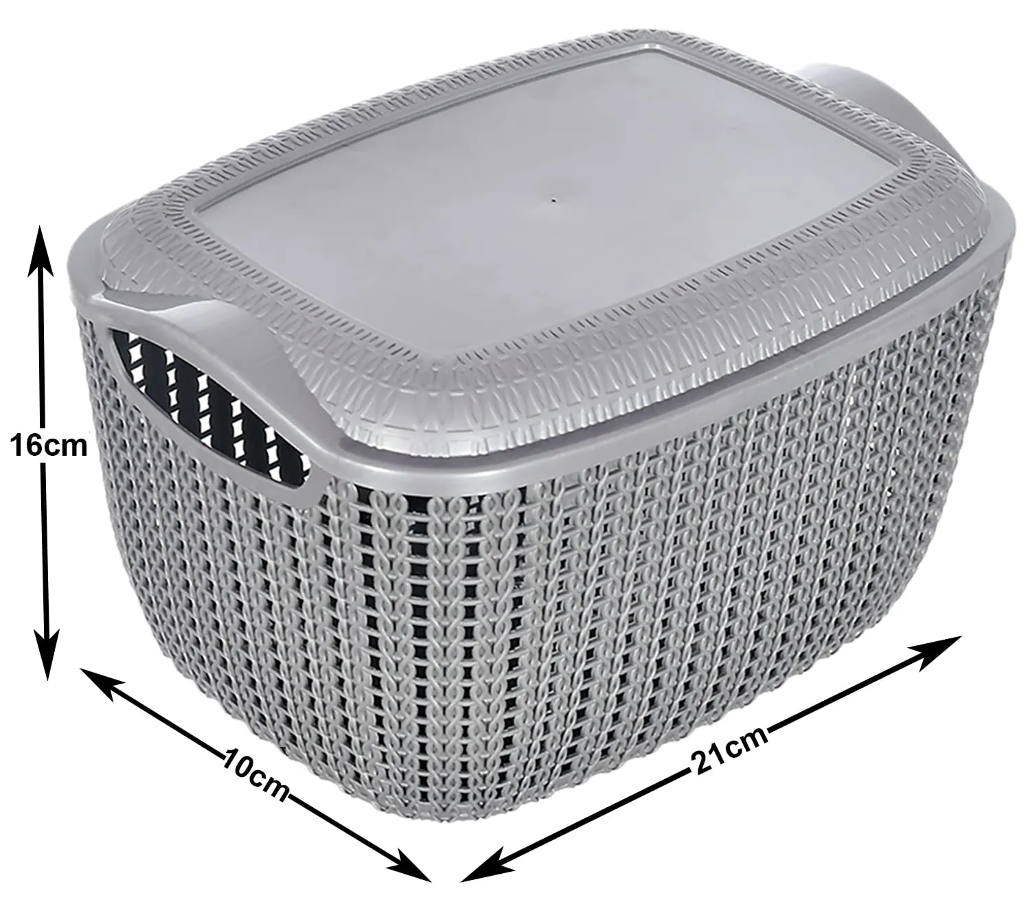 Heart Home Multiuses Small M 25 Plastic Basket/Organizer With Lid- Pack of 4 (Grey) -46HH033