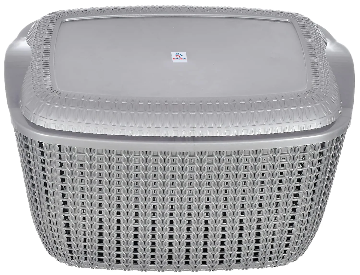 Heart Home Multiuses Small M 25 Plastic Basket/Organizer With Lid- Pack of 4 (Grey) -46HH033