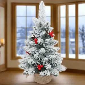 Heavy Snow Flocked Table Tree (45cm)