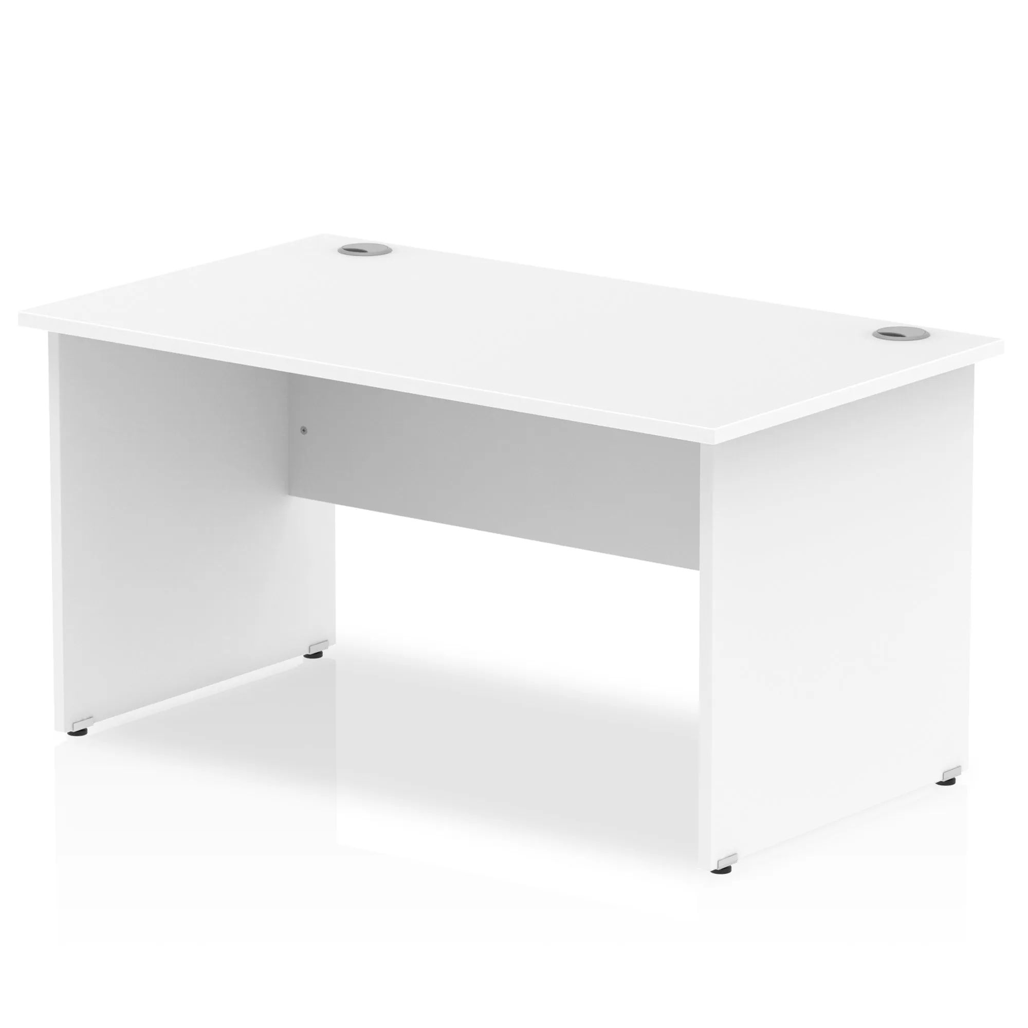 Impulse 1400mm Straight Desk Panel End Leg - Rectangular MFC Table, 1400x800 Top, Self-Assembly, 5-Year Guarantee, White & Matching Frame