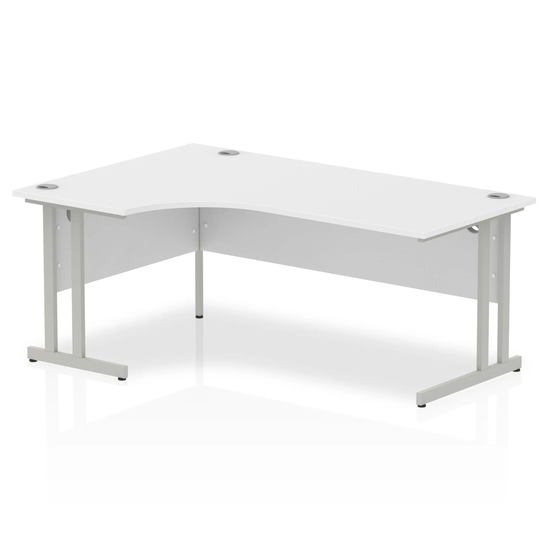 Impulse 1800mm Left Crescent Desk Cantilever Leg - 5-Year Guarantee, Self-Assembly, MFC Material, 1800x1200 Top, Silver/White/Black Frame