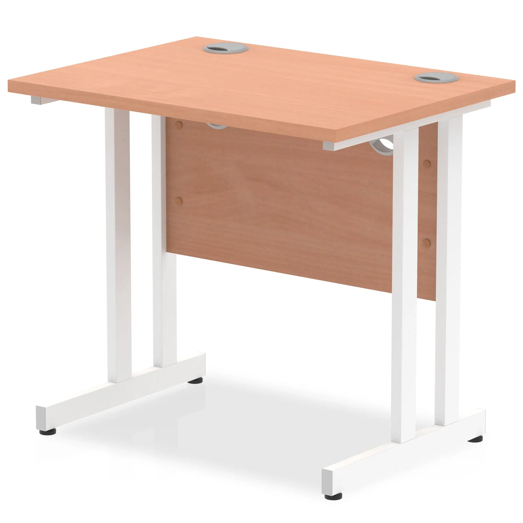 Impulse 800mm Slimline Cantilever Leg Desk - MFC Rectangular, Self-Assembly, 5-Year Guarantee, 800x600 Top, Silver/White/Black Frame