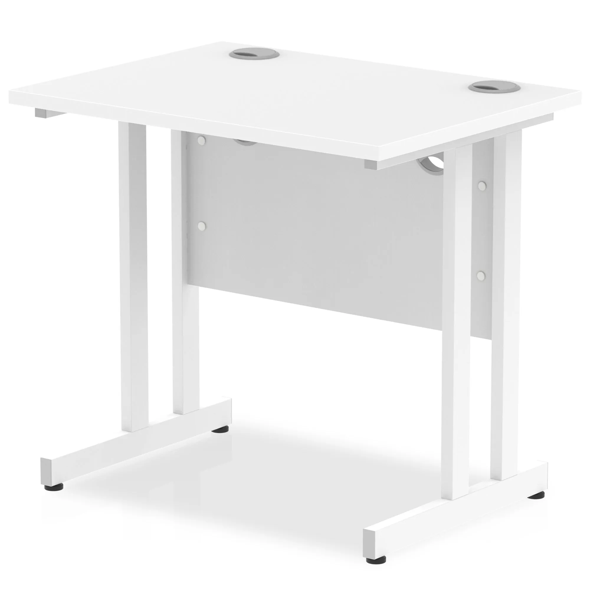 Impulse 800mm Slimline Cantilever Leg Desk - MFC Rectangular, Self-Assembly, 5-Year Guarantee, 800x600 Top, Silver/White/Black Frame