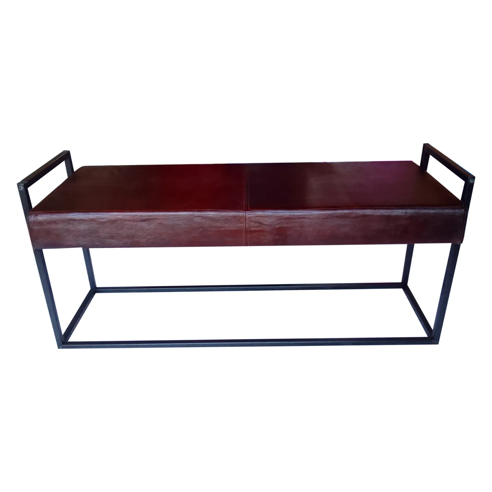 Jal Dark Brown Genuine Leather Seat Bench - 120 CM