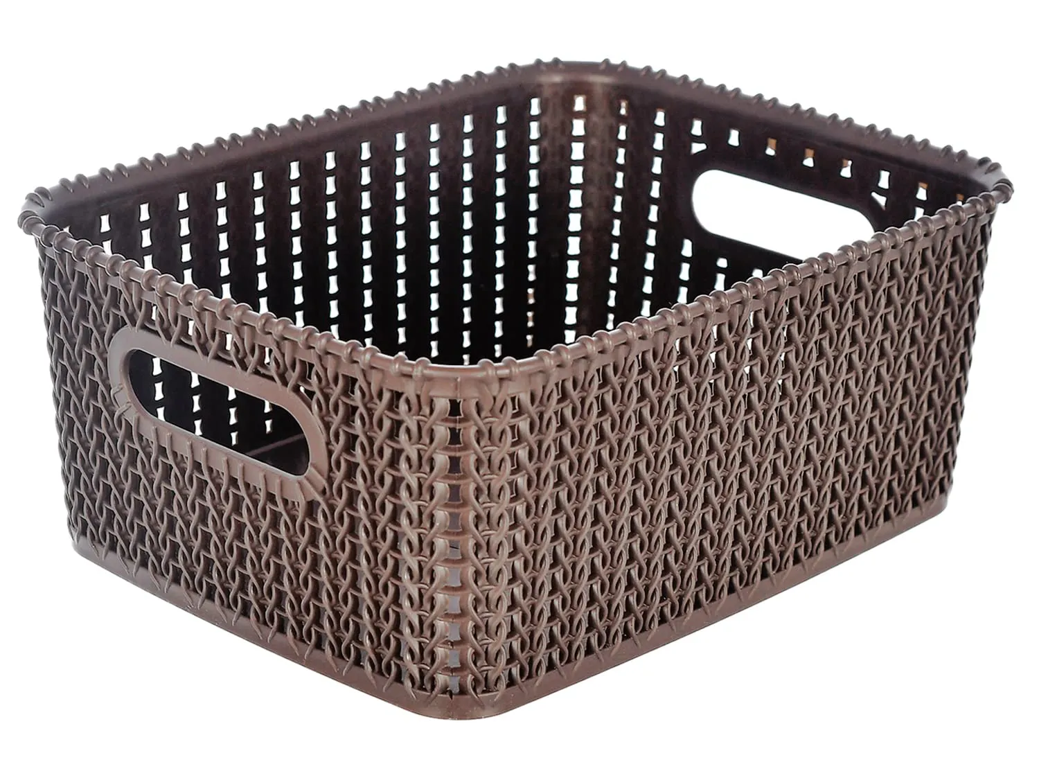 Kuber Industries Multipurposes Large M 20 Plastic Basket, Organizer For Kitchen, Countertops, Cabinets, Bathrooms Without Lid (Brown) -46Kkm086, Rectangular