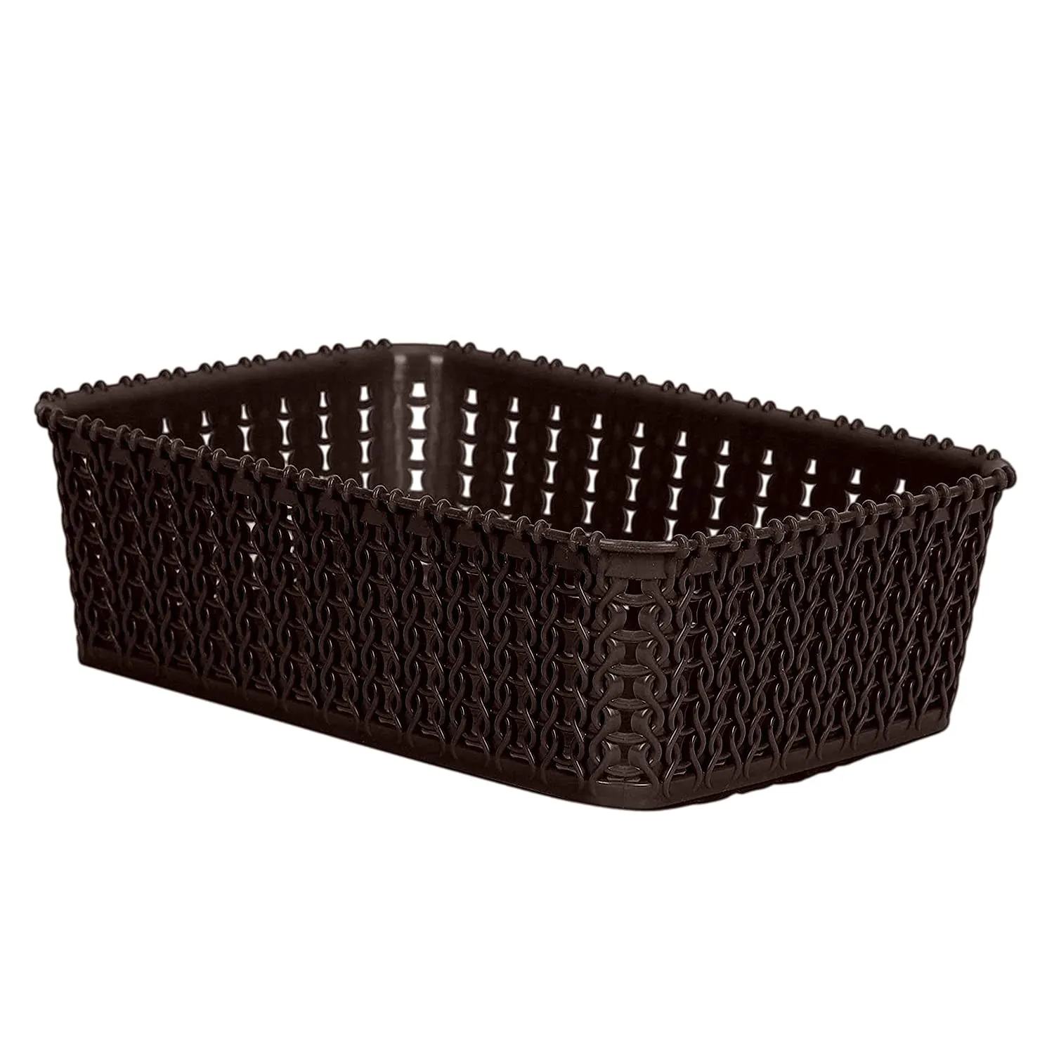 Kuber Industries Multipurposes Small M 15 Plastic Basket, Organizer for Kitchen, Countertops, Cabinets, Bathrooms Without Lid- Pack of 3 (Brown & Grey & Brown) -46KKM0130, Standard