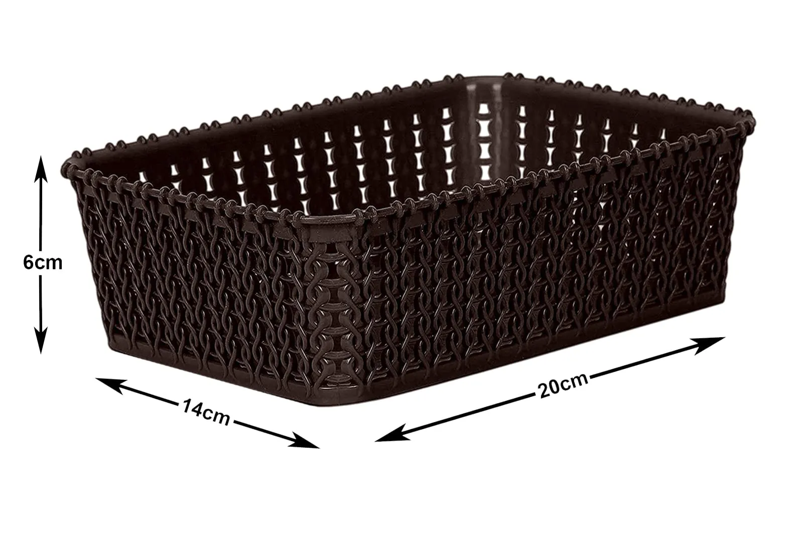 Kuber Industries Multiuses Small M 15 Plastic Tray/Basket/Organizer Without Lid- Pack Of 3 (Brown) -46Km0113, Rectangular