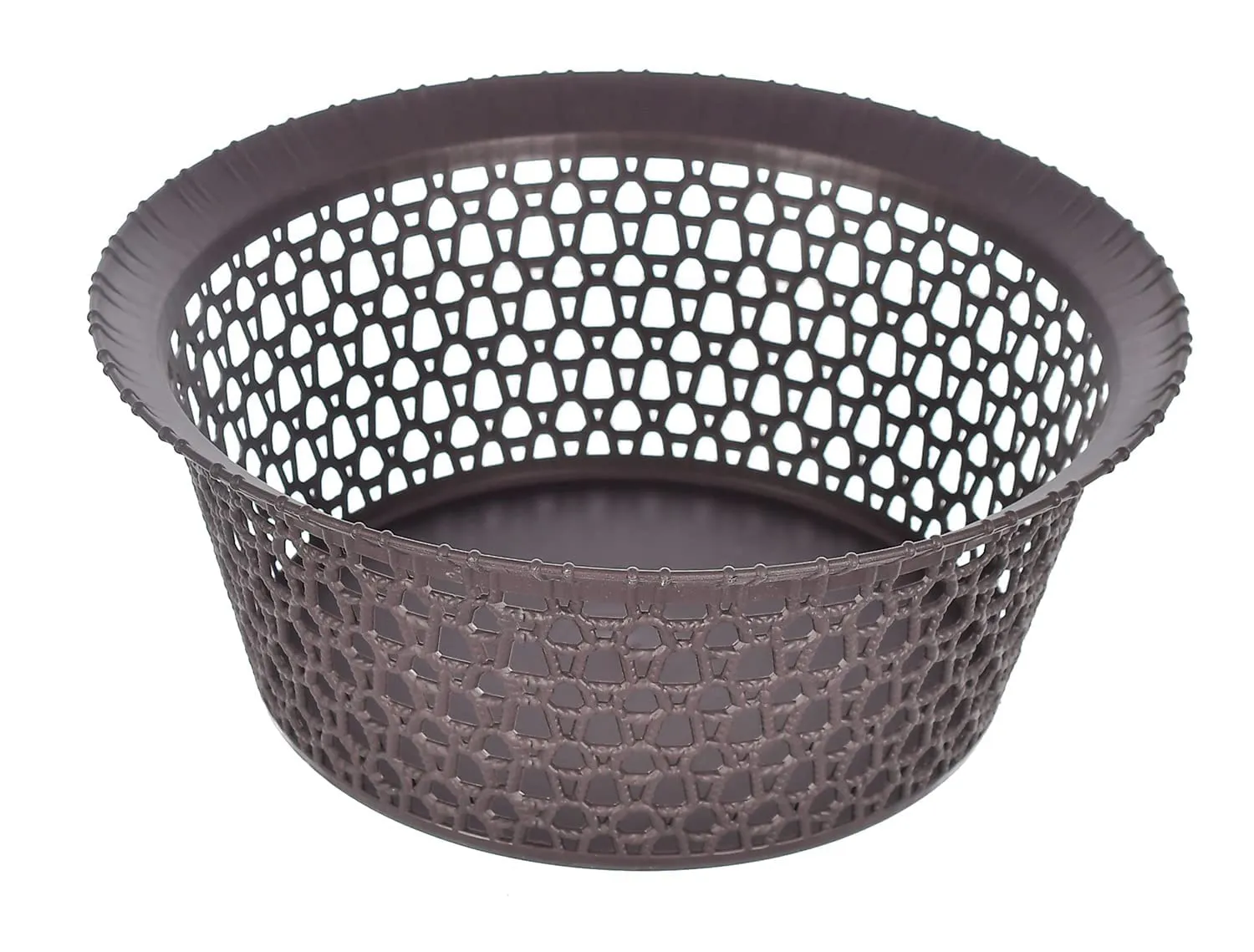 Kuber Industries Storage Basket|Plastic Round Versatile Basket|Organizer for Kitchen|Countertop|Cabinet|Bathroom|Set of 3 (Brown)