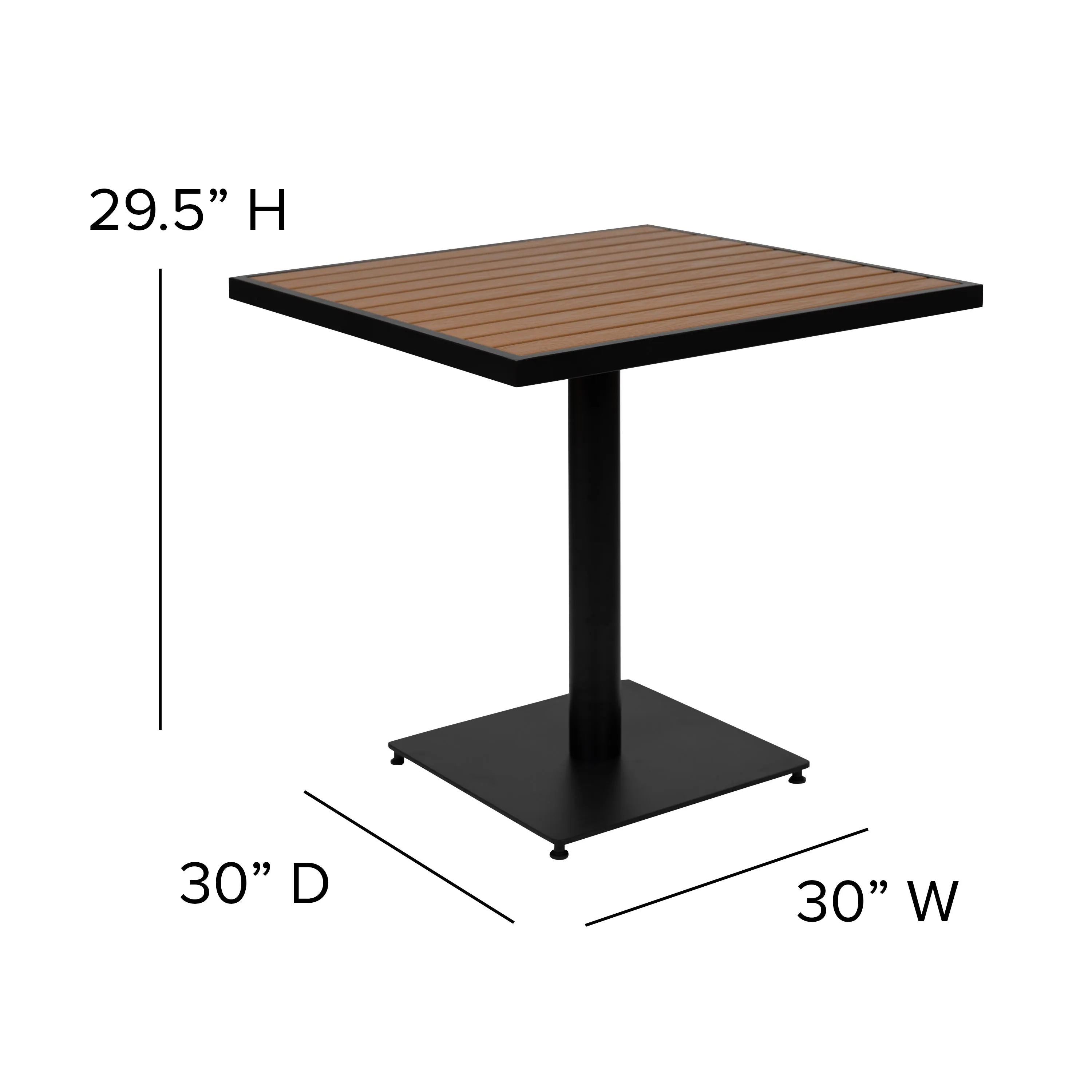 Lark Outdoor Patio Bistro Dining Table Set with 2 Chairs and Faux Teak Poly Slats