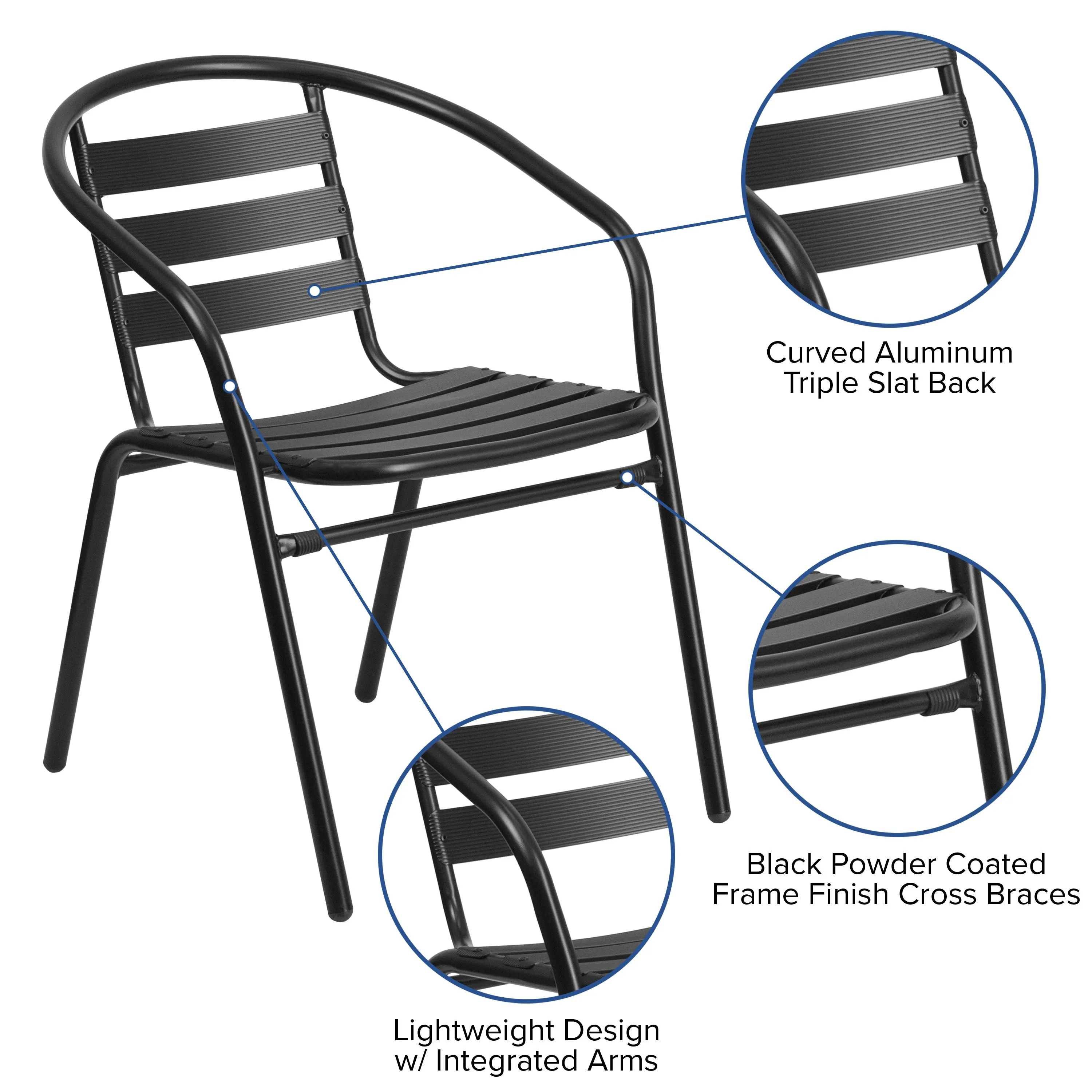 Lila 31.5'' Round Aluminum Indoor-Outdoor Table Set with 4 Slat Back Chairs