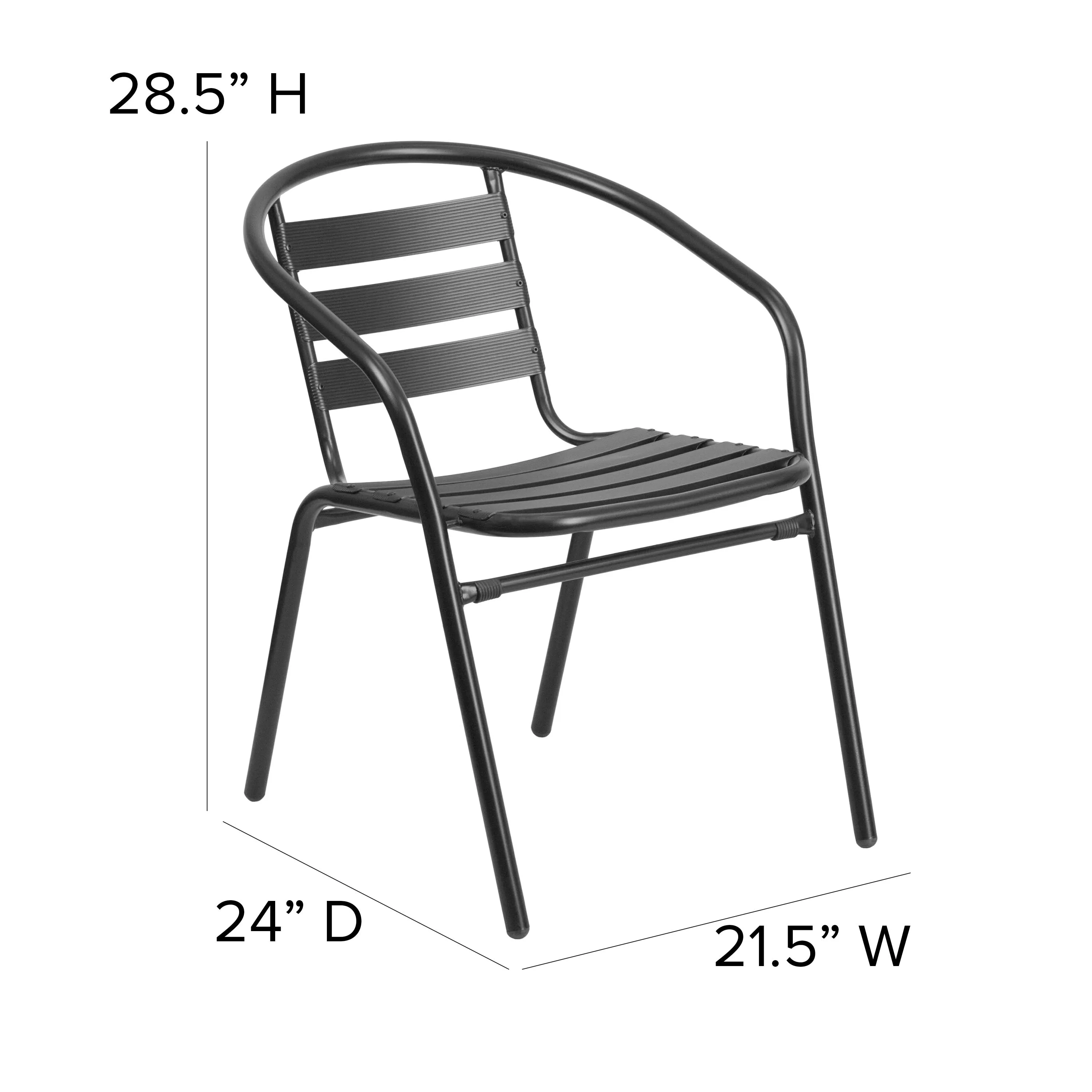 Lila 31.5'' Round Aluminum Indoor-Outdoor Table Set with 4 Slat Back Chairs