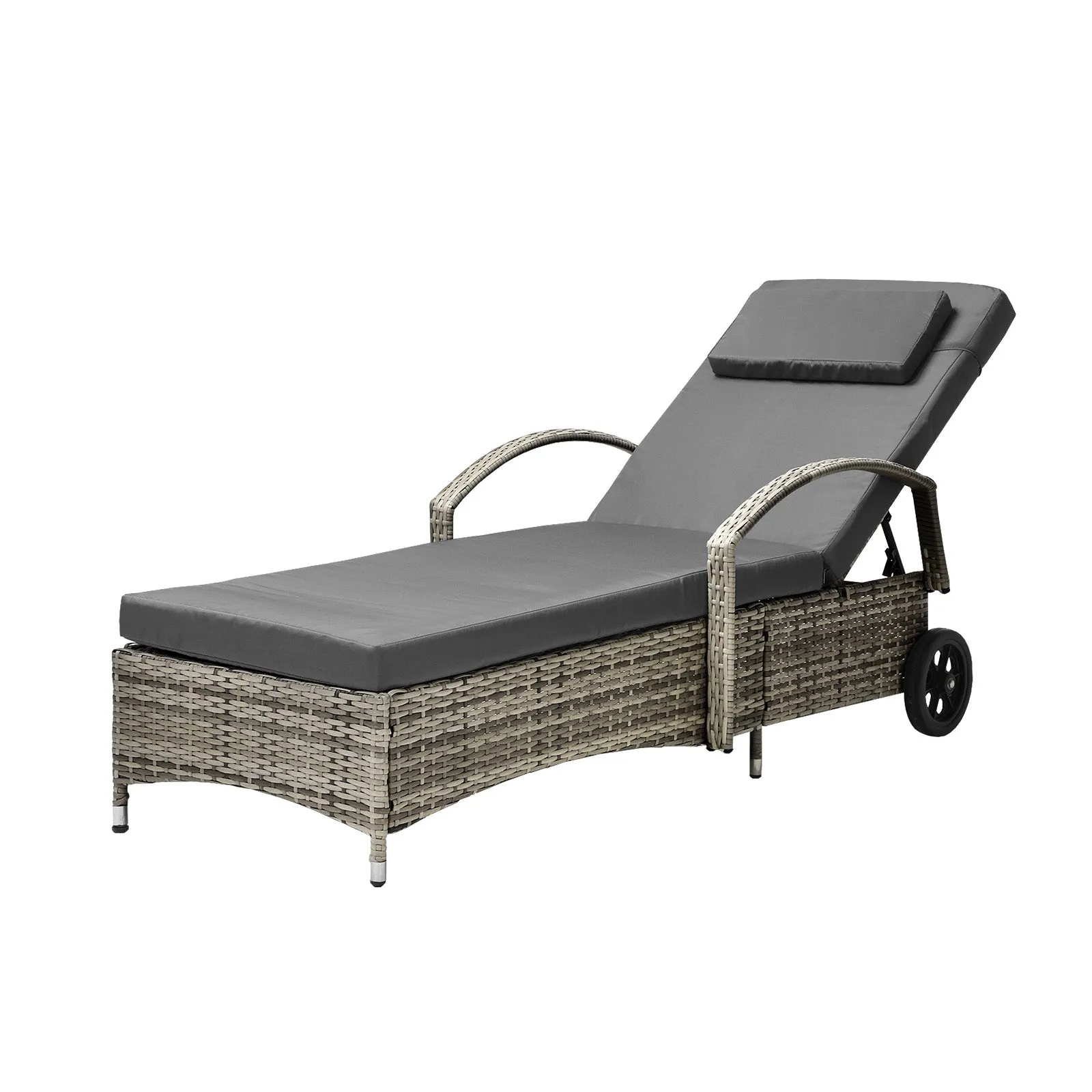 Livsip Sun Lounger Wicker Lounge Day Bed Table Outdoor Setting Patio Furniture