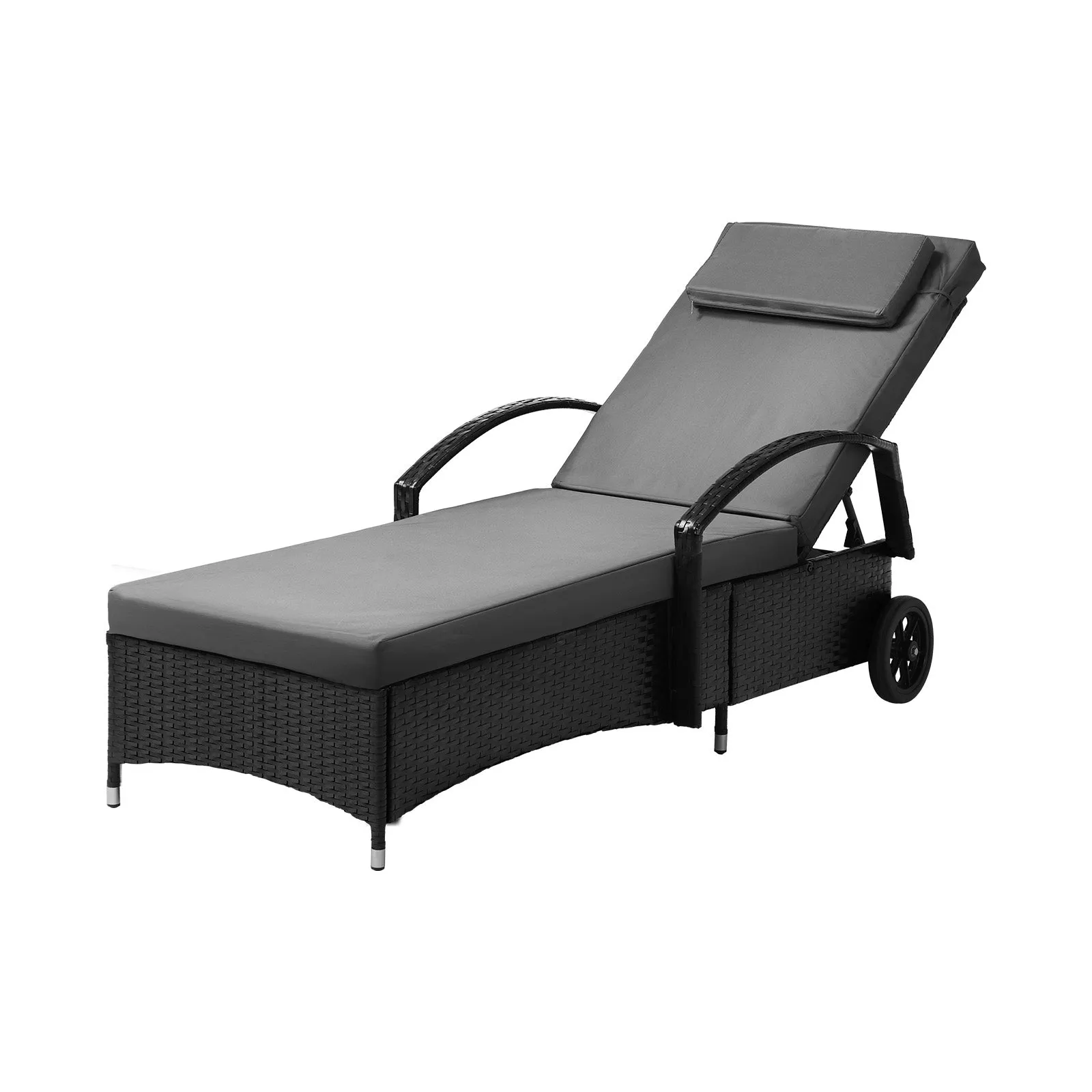 Livsip Sun Lounger Wicker Lounge Day Bed Table Outdoor Setting Patio Furniture