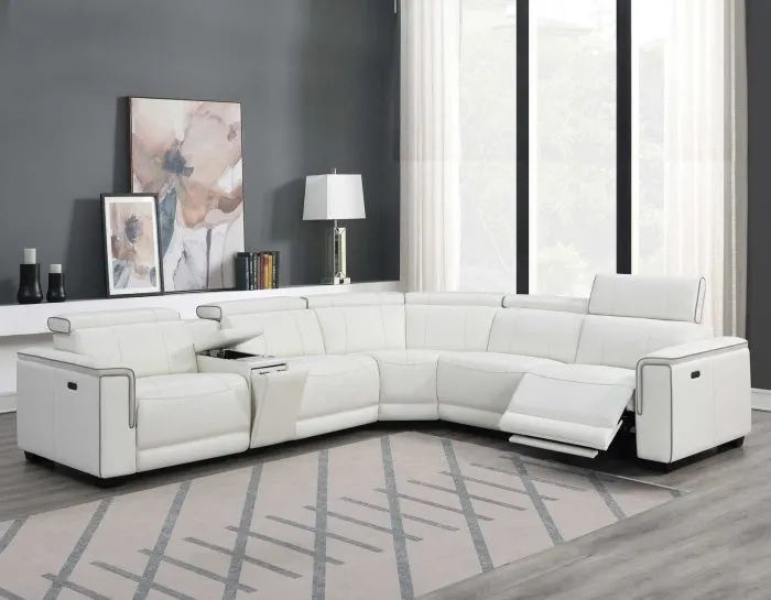 Lorenzo 6-Piece Dual-Power Reclining Modular Leather Sectional