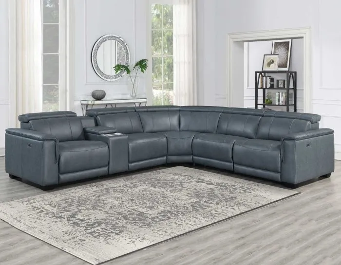 Lorenzo 6-Piece Dual-Power Reclining Modular Leather Sectional