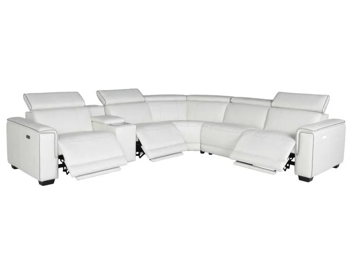 Lorenzo 6-Piece Dual-Power Reclining Modular Leather Sectional