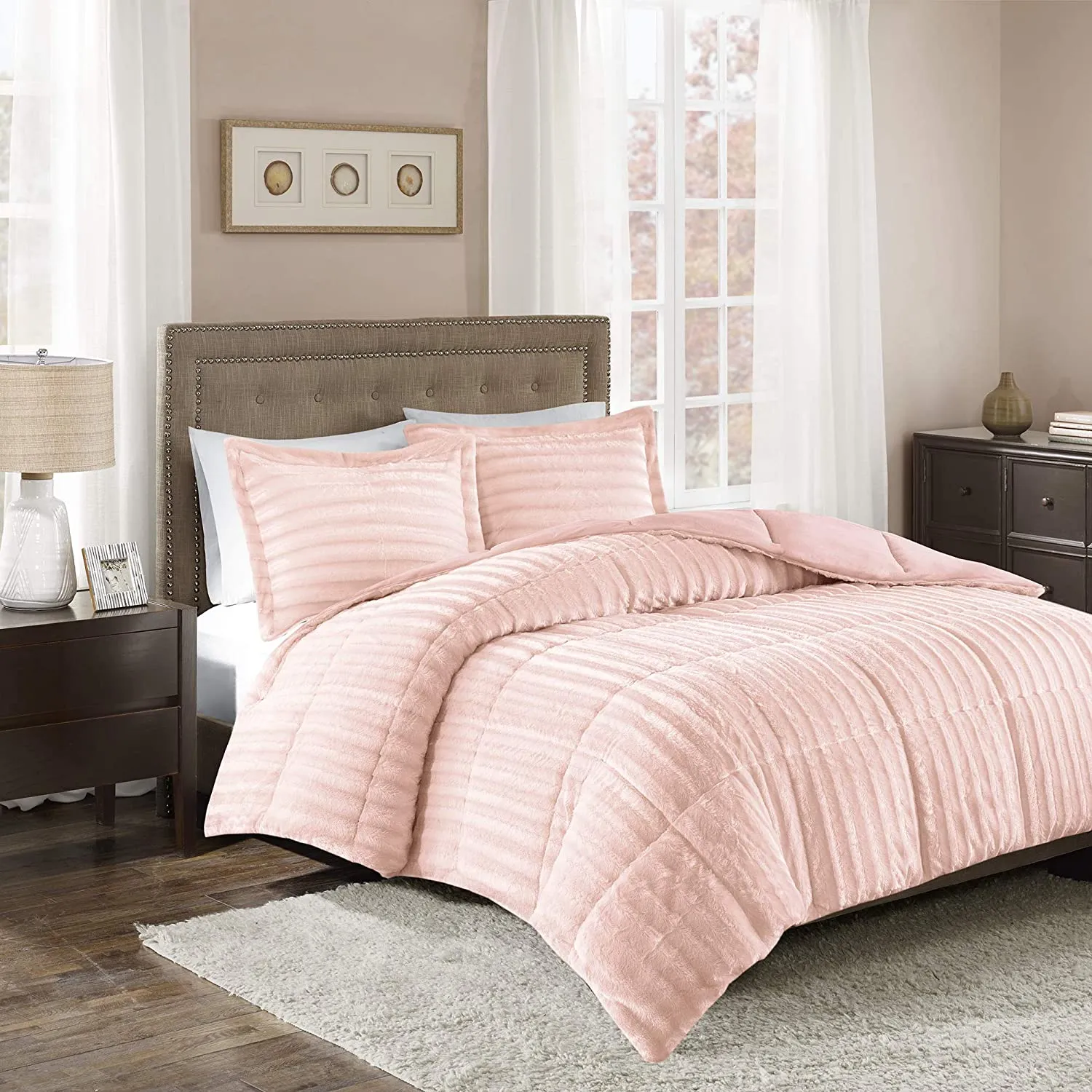 Madison Park Pink Velvet Bed Set