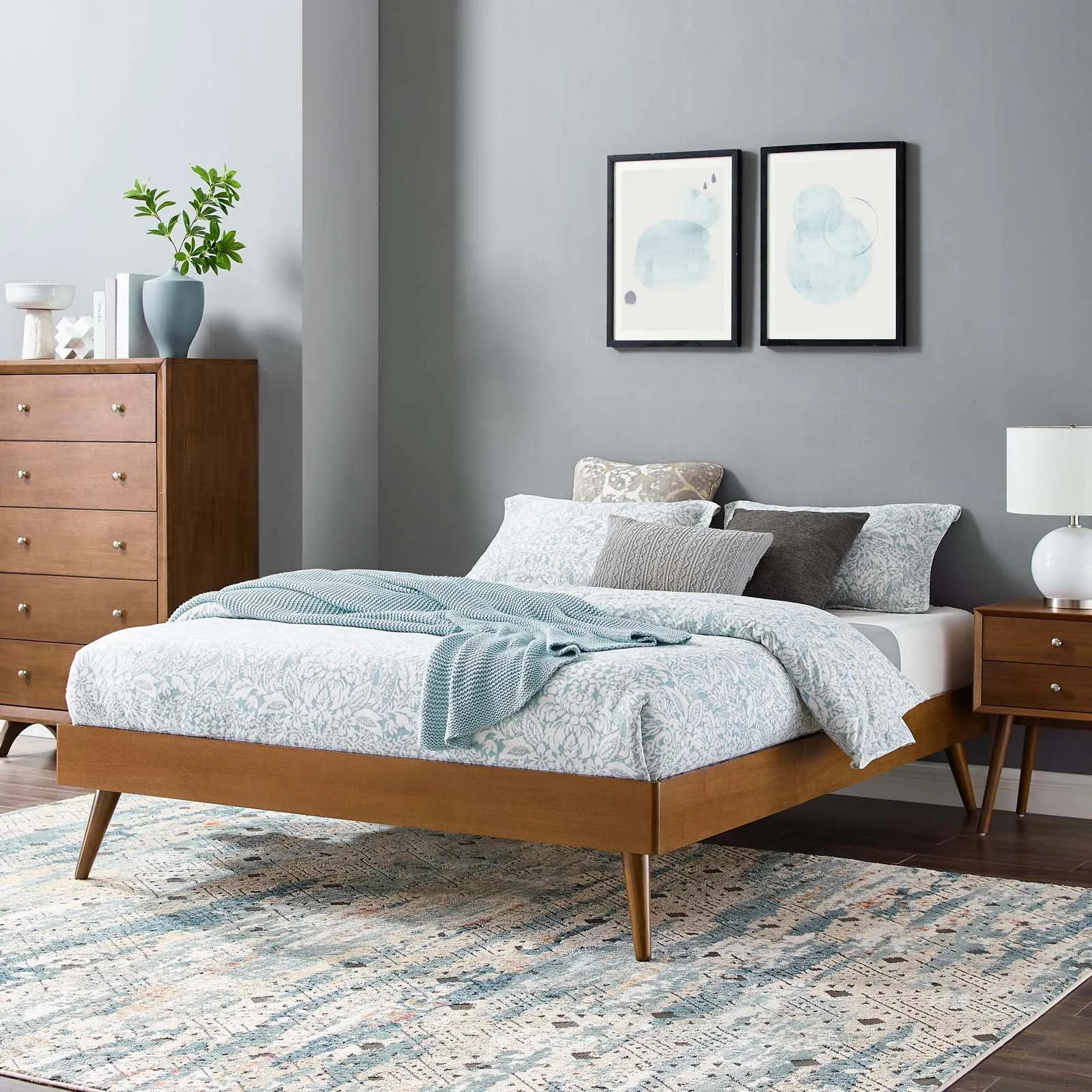 Margo Twin Wood Platform Bed Frame Walnut MOD-6228-WAL