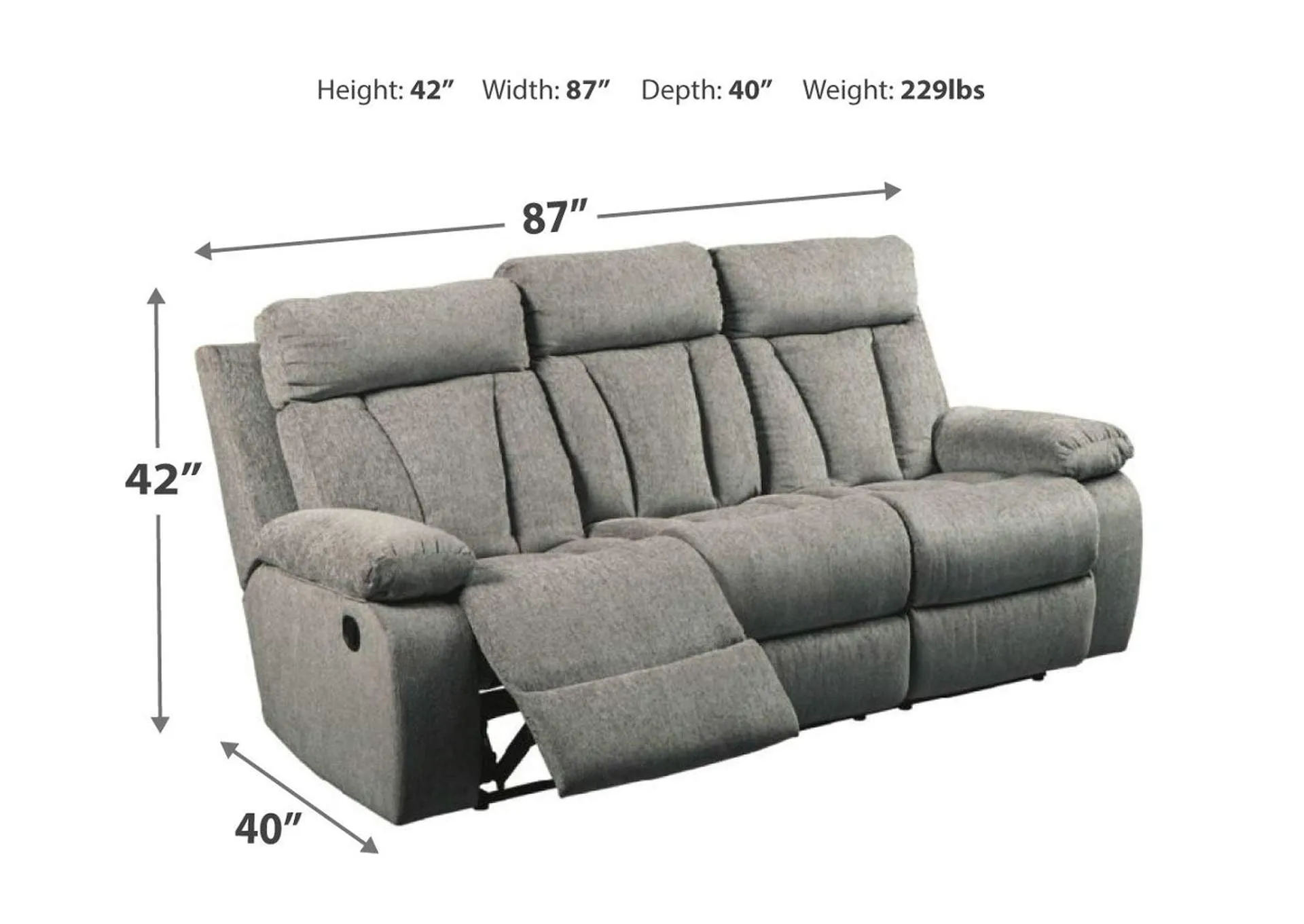 Mitchiner Reclining Sofa with Drop Down Table