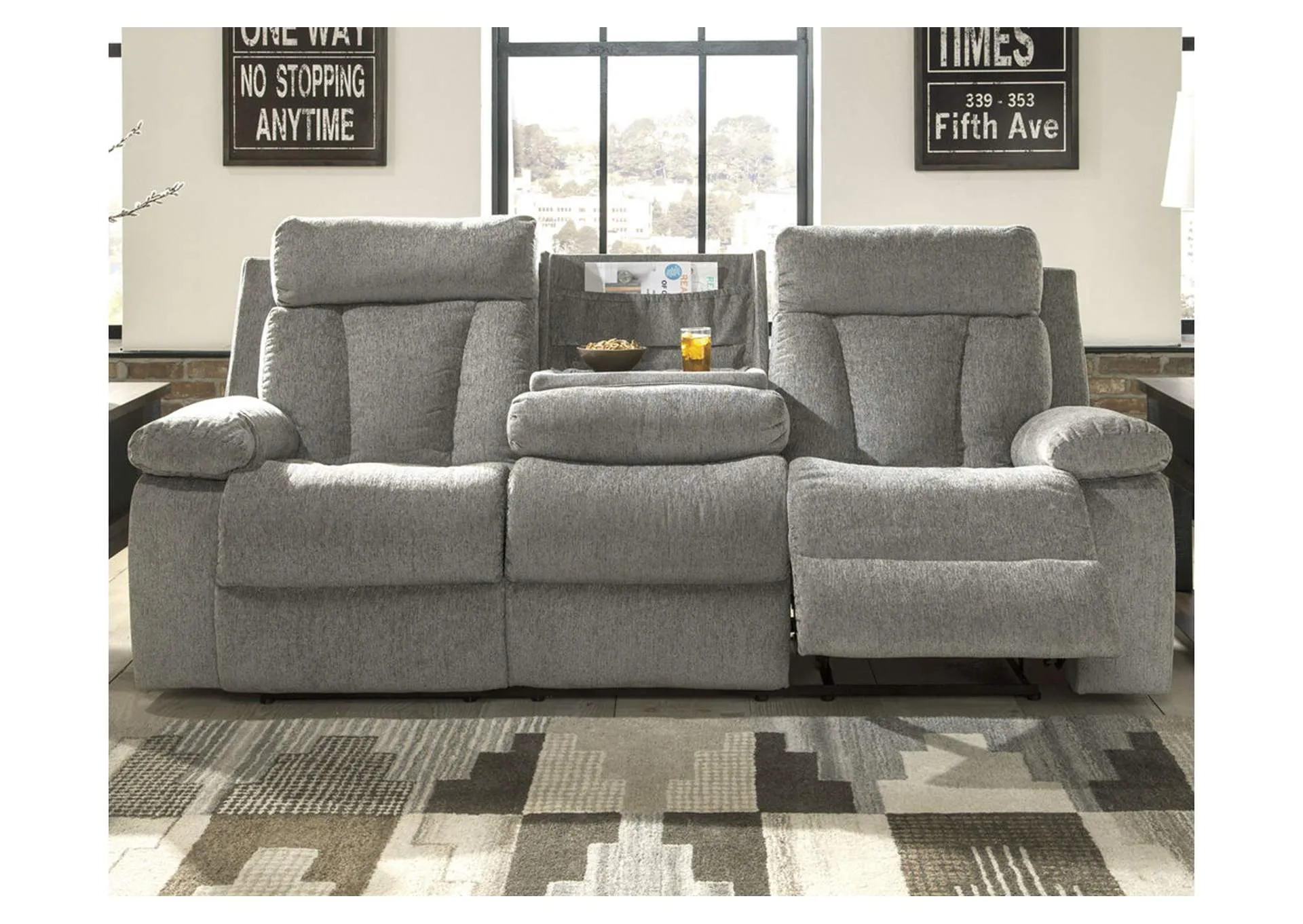 Mitchiner Reclining Sofa with Drop Down Table