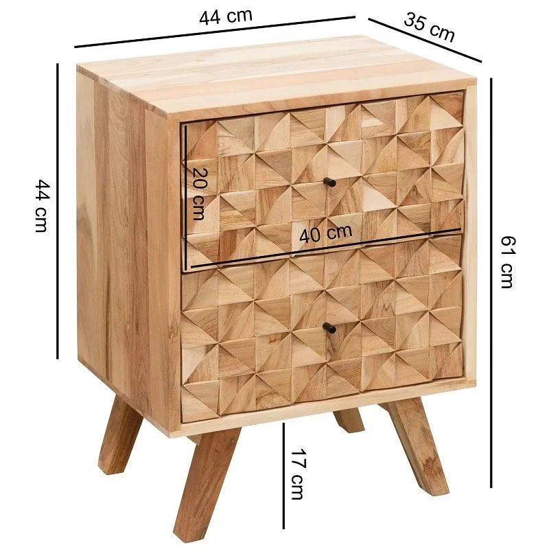 Modern Bedside Table for Living Room In Natural Finish