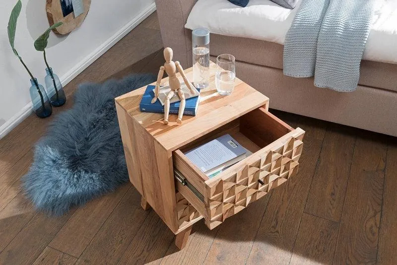 Modern Bedside Table for Living Room In Natural Finish