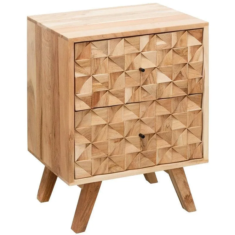 Modern Bedside Table for Living Room In Natural Finish