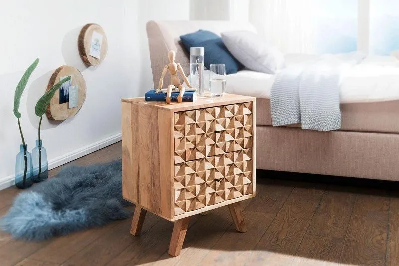 Modern Bedside Table for Living Room In Natural Finish