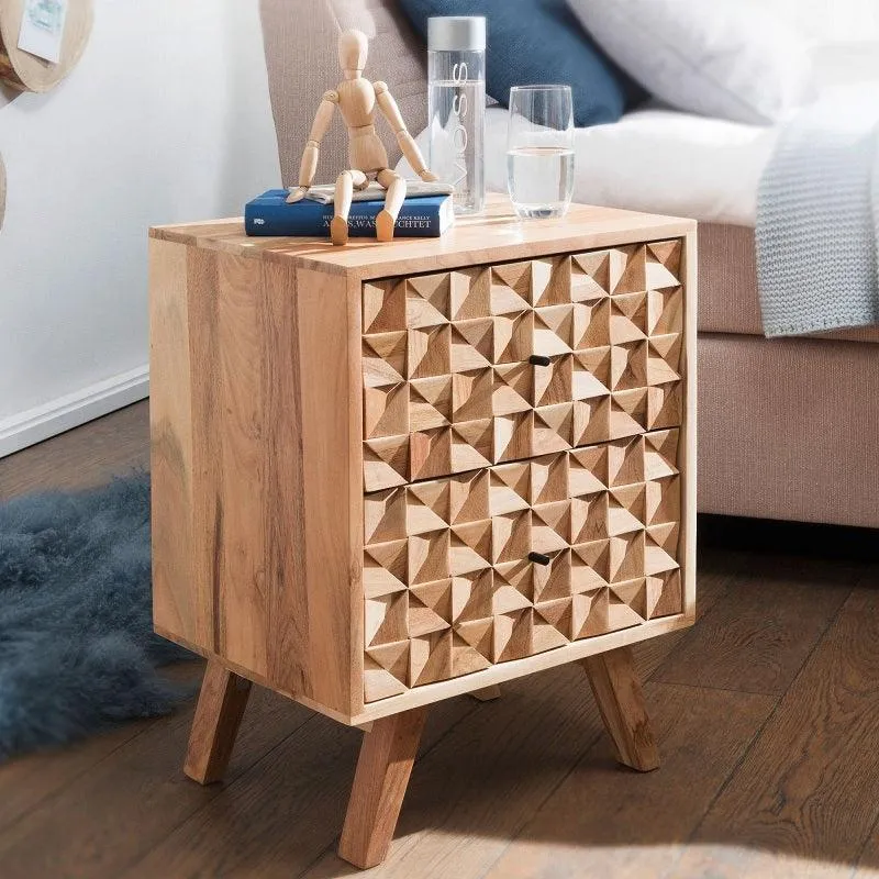 Modern Bedside Table for Living Room In Natural Finish