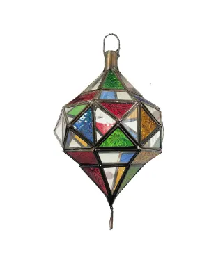 Moroccan Lamp Oval & Multi Colour Glass