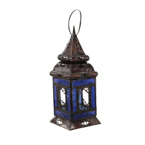 Moroccan Lamp Square Base Multi-Colour Glass