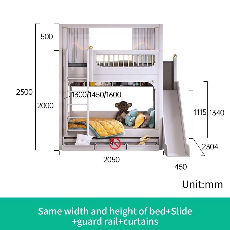 Multifunctional Kid Bunk Bed With Safety Fence