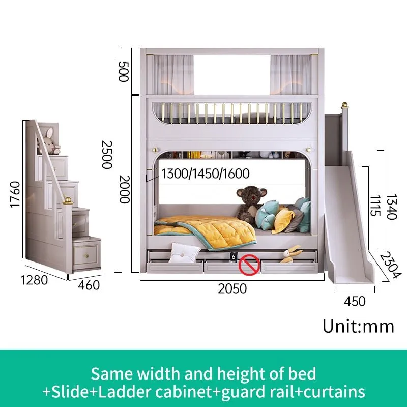 Multifunctional Kid Bunk Bed With Safety Fence