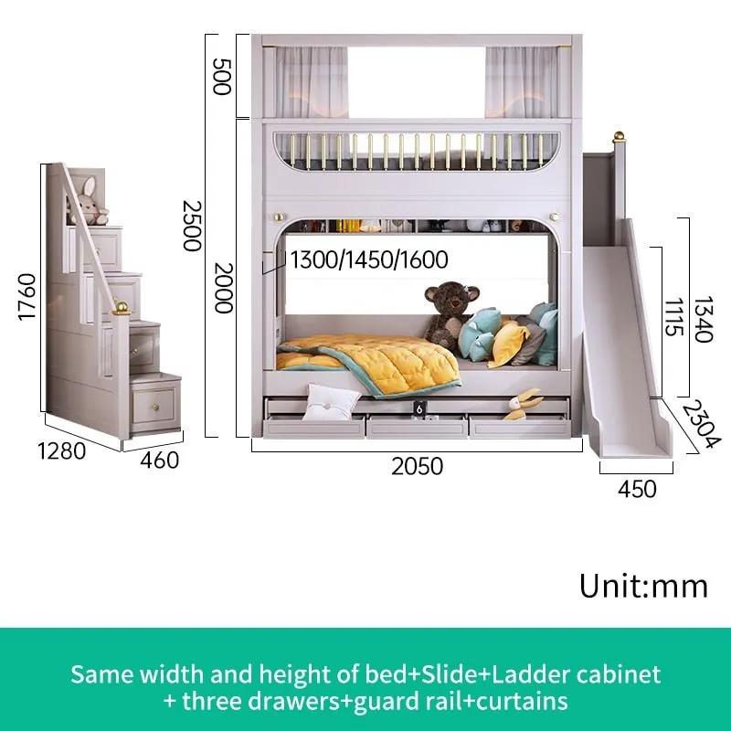 Multifunctional Kid Bunk Bed With Safety Fence