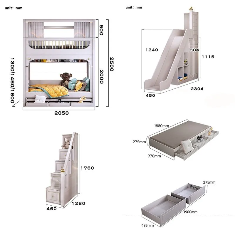 Multifunctional Kid Bunk Bed With Safety Fence