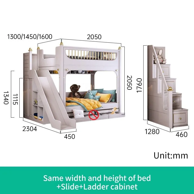 Multifunctional Kid Bunk Bed With Safety Fence