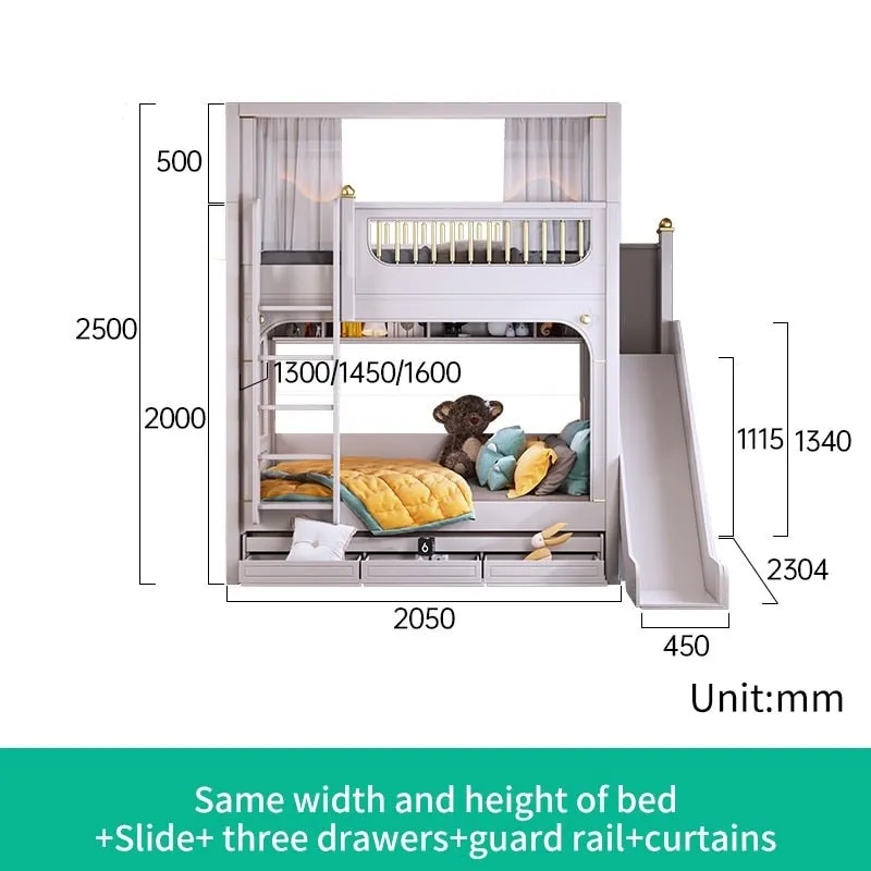 Multifunctional Kid Bunk Bed With Safety Fence