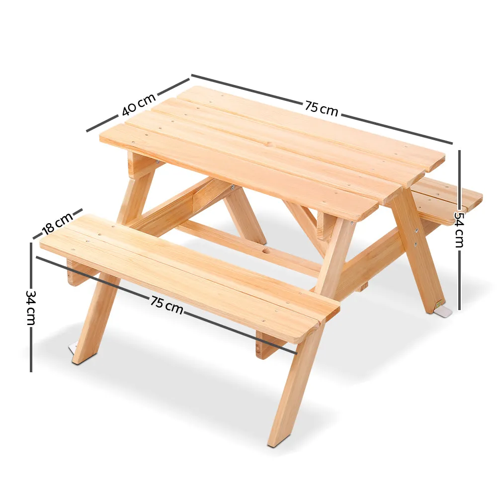 Non-Toxic Wood Kids Picnic Table Set with Umbrella - Keezi